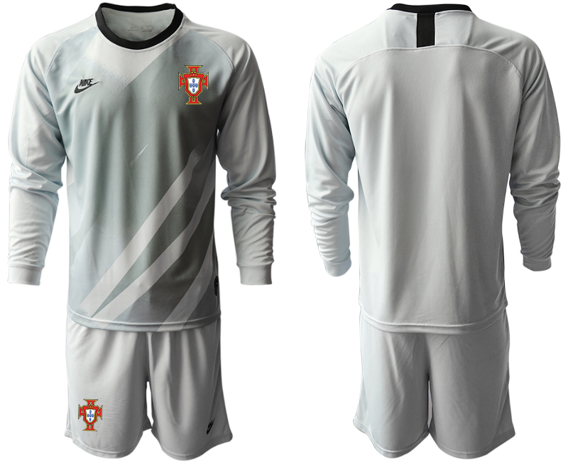 Men 2021 European Cup Portugal grey Long sleeve goalkeeper Soccer Jersey->portugal jersey->Soccer Country Jersey